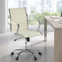 Sillón Oficina de diseño Milano, respaldo bajo ecopiel - BLANCO Second image