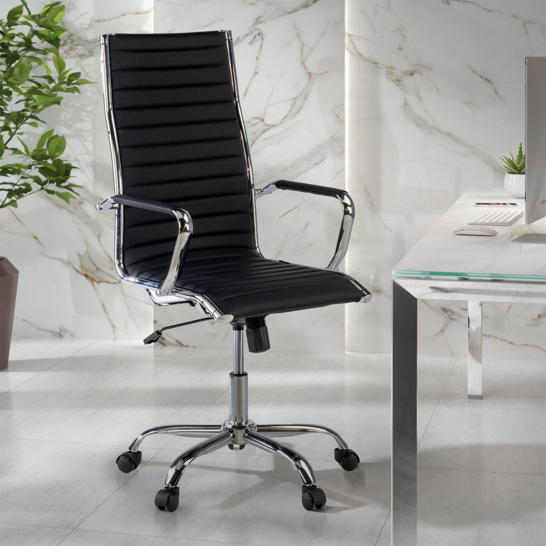 sillon de oficina negro milano piel sintetica 2
