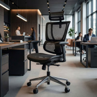 Silla de oficina Ergonomica IOO, soporte lumbar - NEGRO Second image