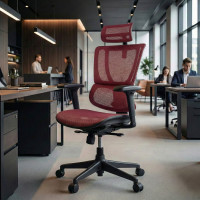 Silla de oficina Ergonomica IOO, soporte lumbar - ROJO Second image