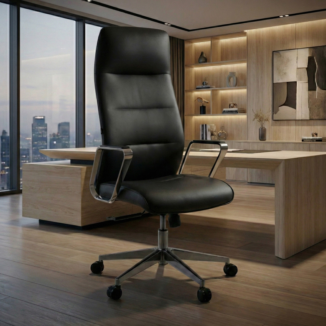 sillon de oficina negro leeds simil piel 2