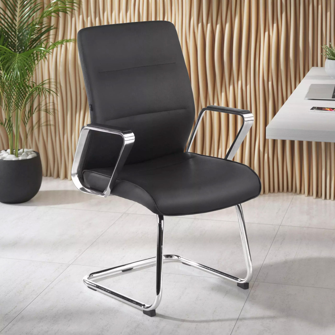 silla confidente negro leeds simil piel 2