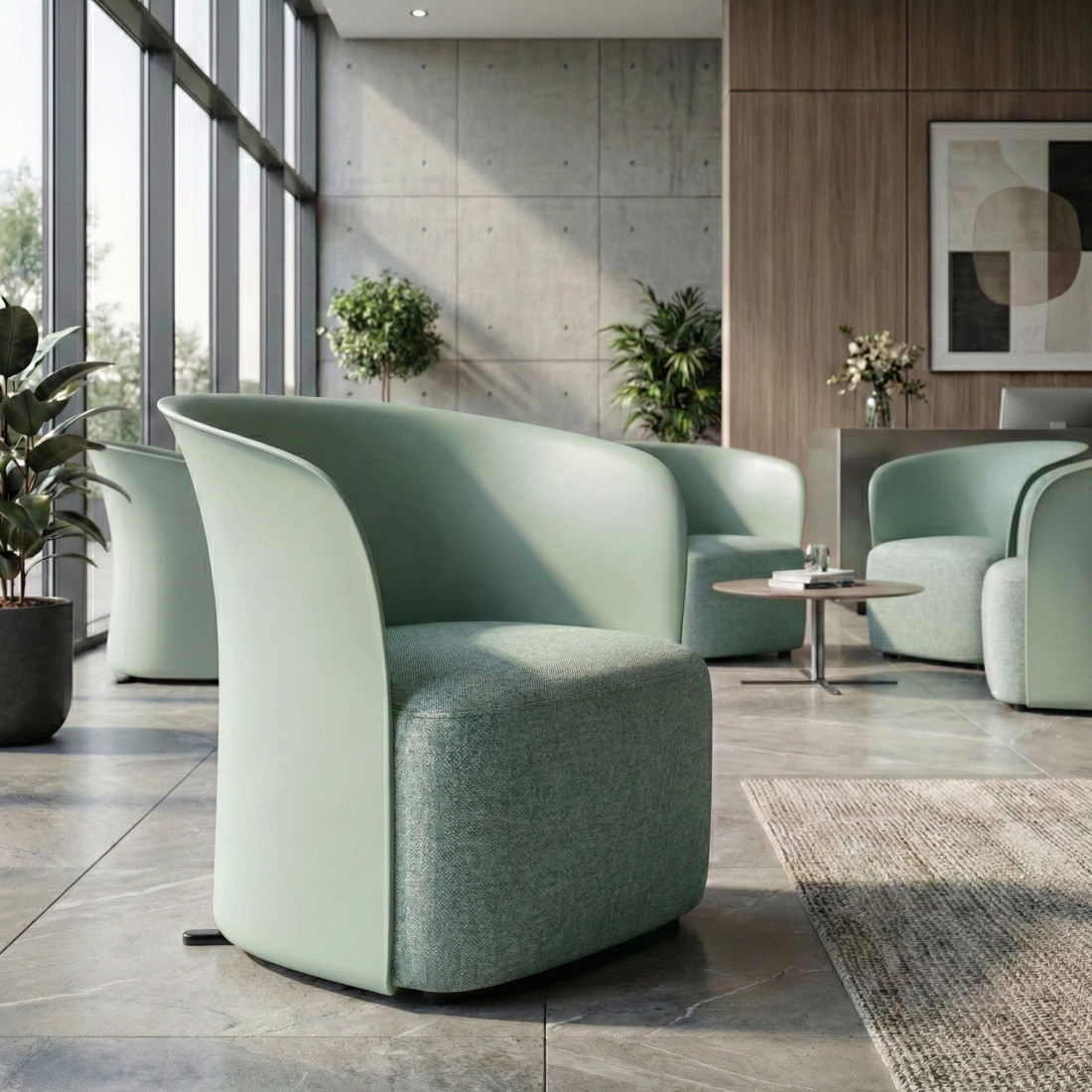 sillon para sala de espera verde aura tela 2