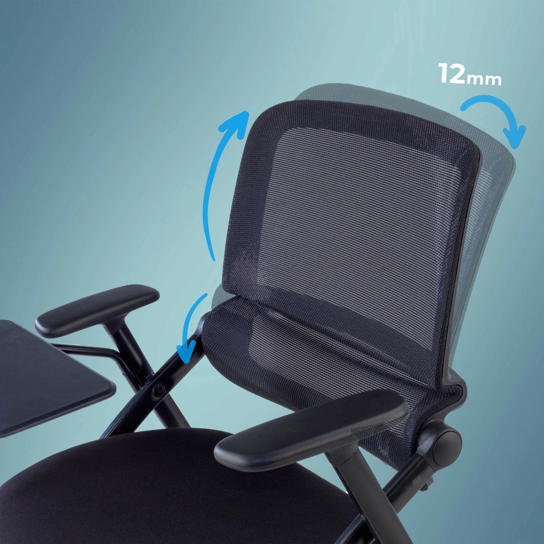 silla confidente negro flexia 4 patas ruedas atril plastico 3