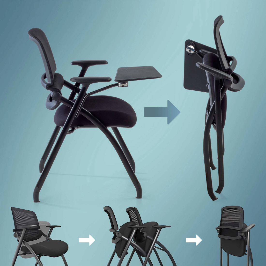 silla confidente negro flexia 4 patas atril plastico 5