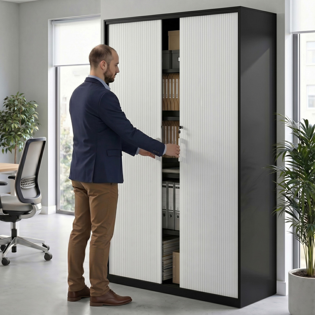 armario de persiana 185x120 blanco strong negro 2