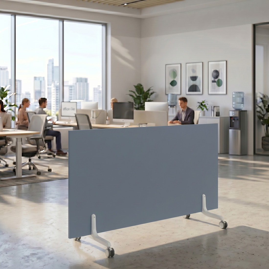 Biombo separador pared móvil Hover en melamina, posición horizontal, alto 80cm