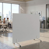 Biombo separador pared móvil Hover en melamina, posición horizontal, alto 120cm - BLANCO MATE, 120x120 Second image