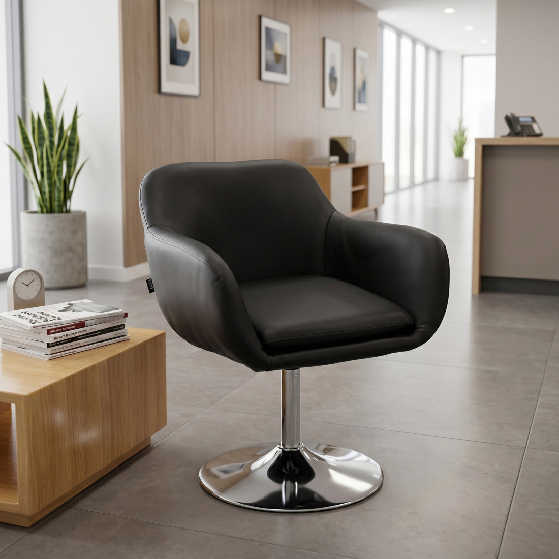 sillon para sala de espera negro soho piel sintetica 2