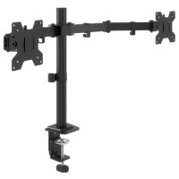 Soporte monitor columna doble, 2 pantallas - NEGRO