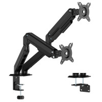 Soporte monitor doble con resorte de gas, 2 pantallas - NEGRO