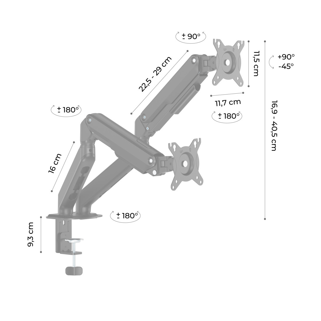 brazo monitor negro soporte monitor acero 11