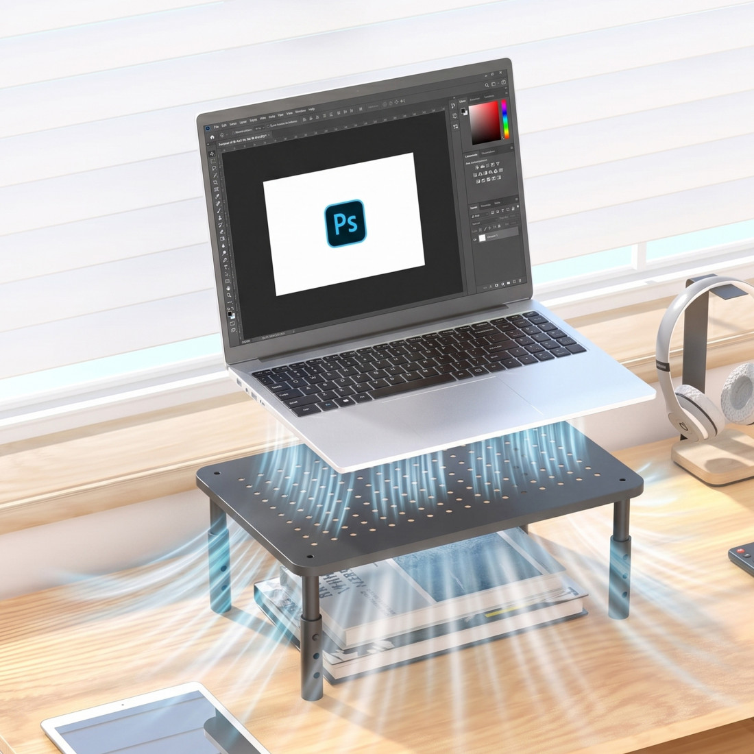 tecnologia y ergonomia negro soporte monitor 3