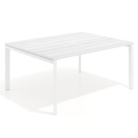 Mesa de reuniones  multipuesto Delta Open, fondo 126cm, estructura blanca - ALBO, 120x126