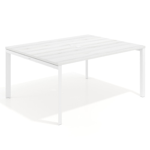 Mesa de reuniones  multipuesto Delta Open, fondo 126cm, estructura blanca - 120x126