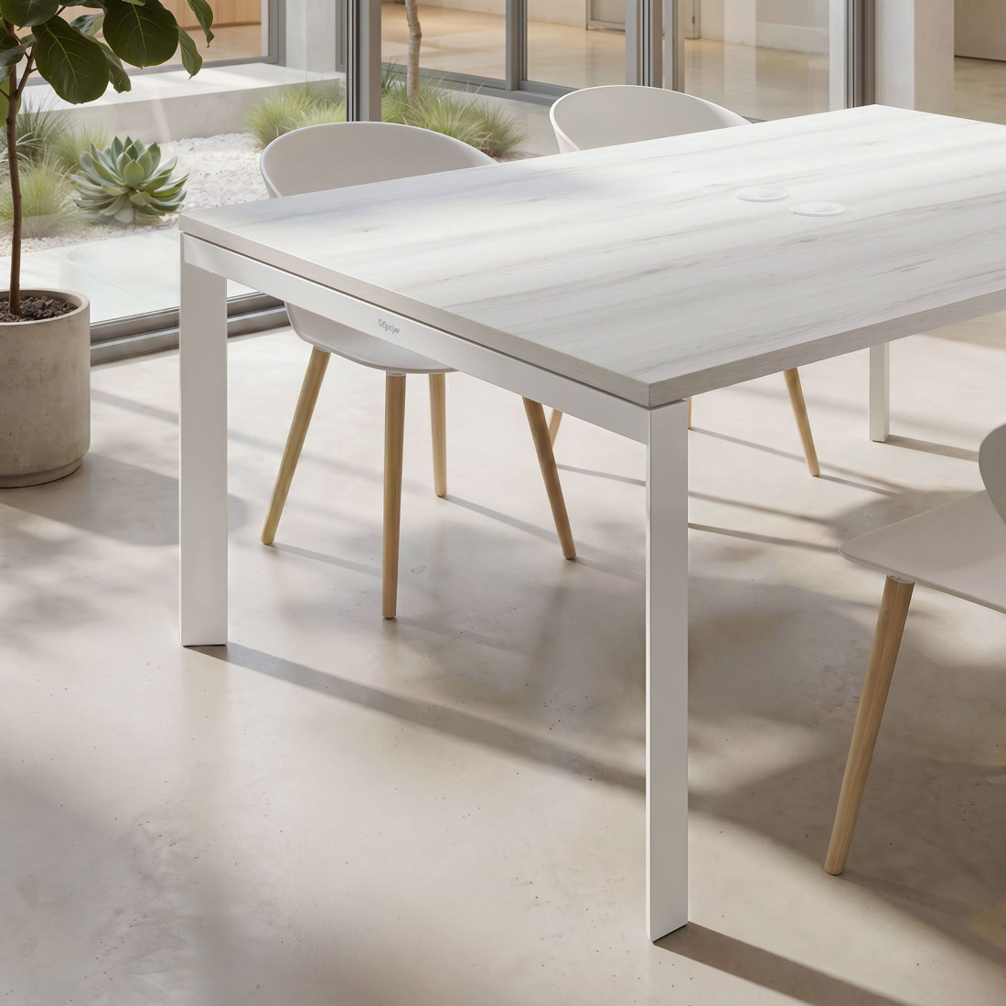 Mesa de reuniones  multipuesto Delta Open, fondo 126cm, estructura negra