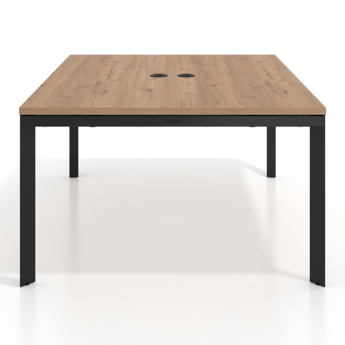 Mesa de reuniones  multipuesto Delta Open, fondo 126cm, estructura negra