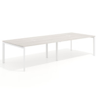 Mesa de reuniones  multipuesto Delta Open doble, fondo 126cm, estructura blanca - CALIFORNIA, 240x126