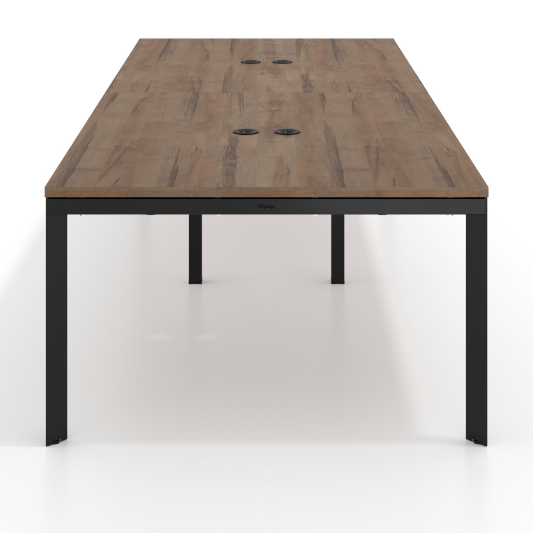Mesa de reuniones  multipuesto Delta Open doble, fondo 126cm, estructura blanca