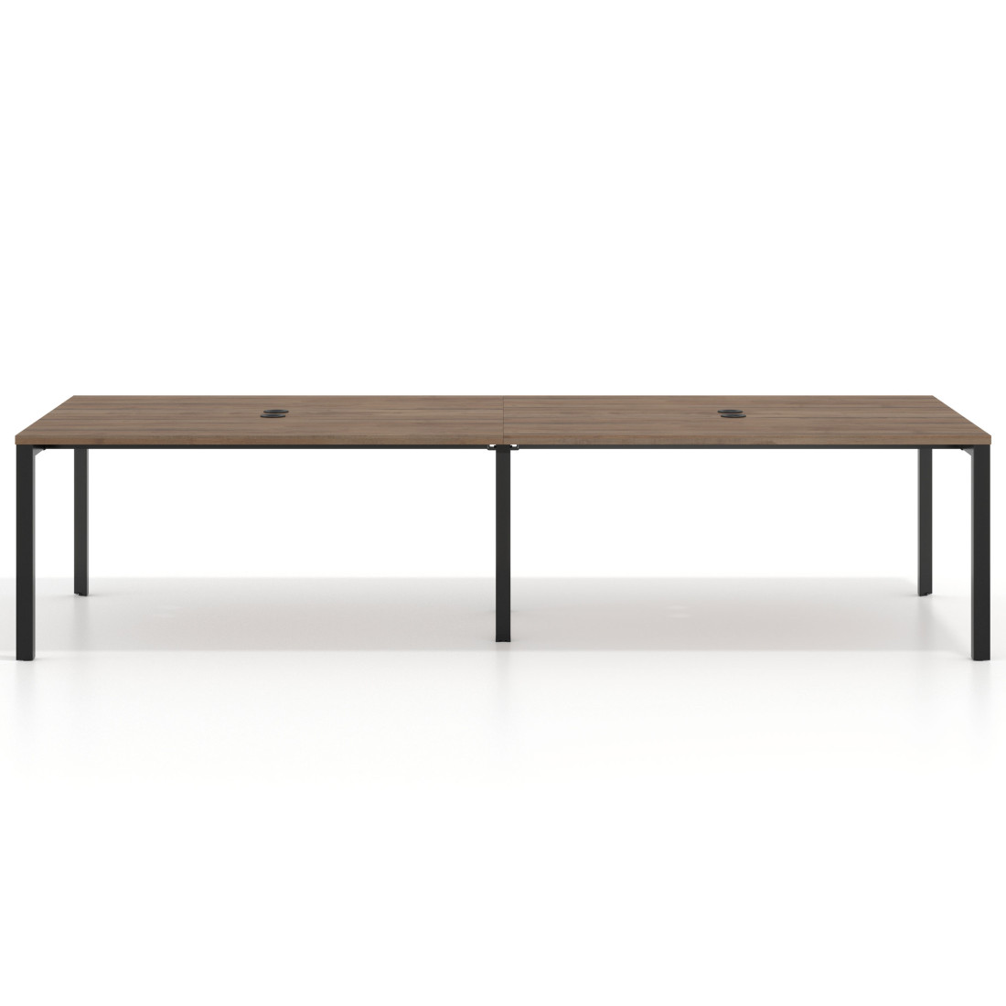 Mesa de reuniones  multipuesto Delta Open doble, fondo 126cm, estructura negra