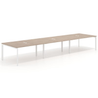 Mesa de reuniones  multipuesto Delta Open triple, fondo 126cm, estructura blanca - SAHARA, 360x126