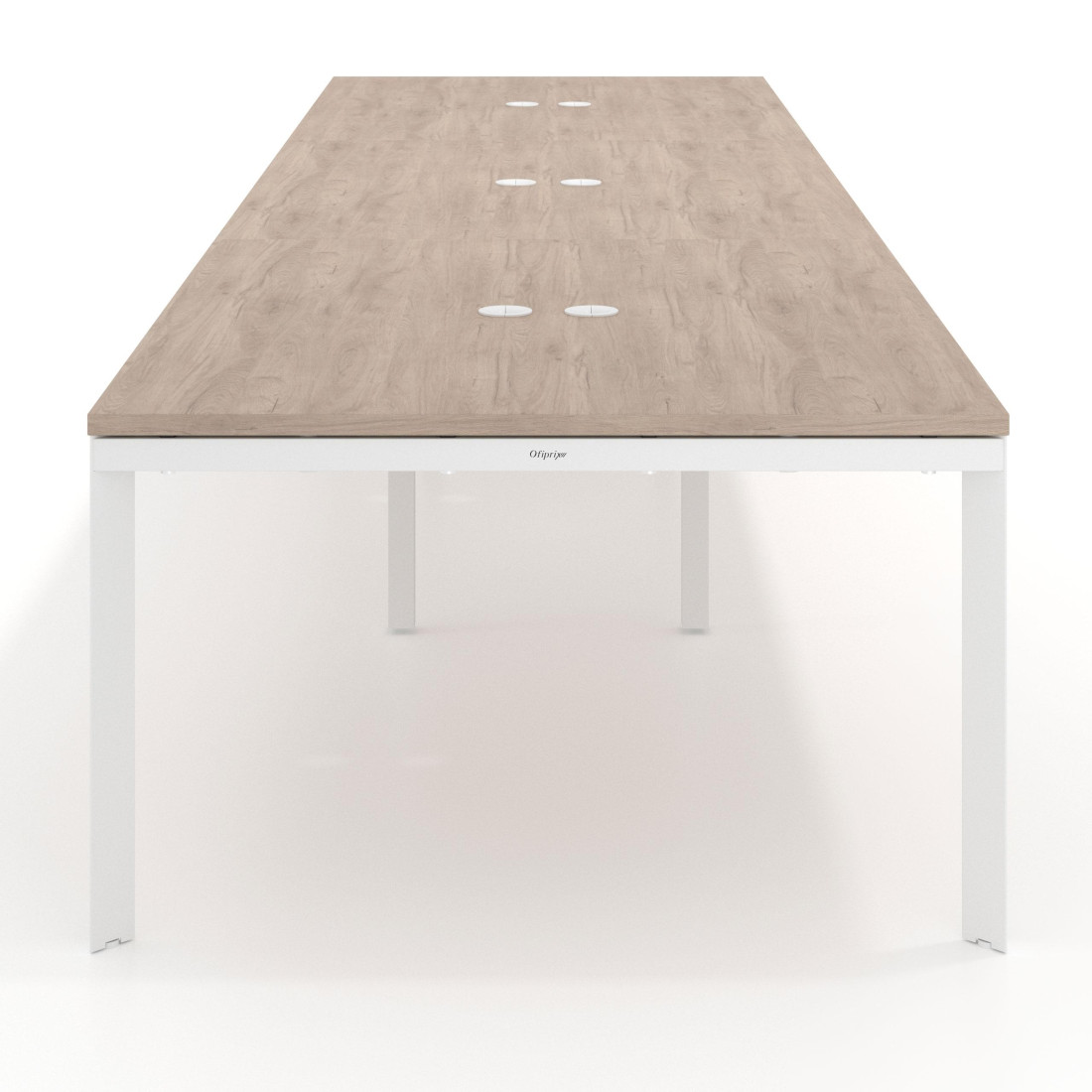 Mesa de reuniones  multipuesto Delta Open triple, fondo 126cm, estructura blanca