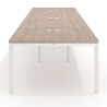 Mesa de reuniones  multipuesto Delta Open triple, fondo 126cm, estructura blanca