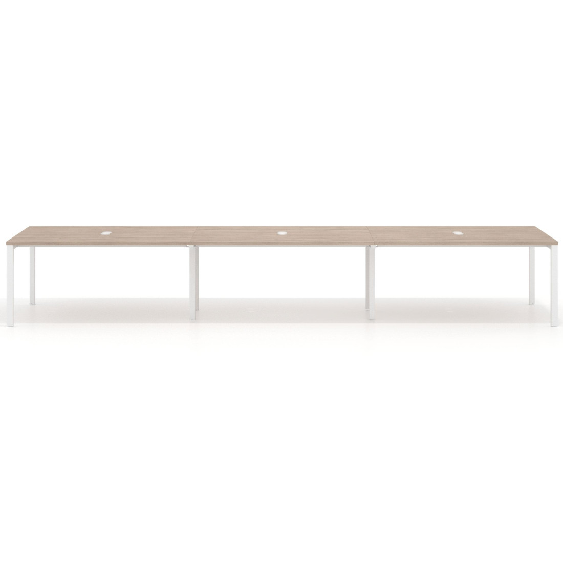 Mesa de reuniones  multipuesto Delta Open triple, fondo 126cm, estructura blanca