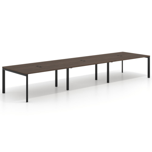Mesa de reuniones  multipuesto Delta Open triple, fondo 126cm, estructura negra - 360x126