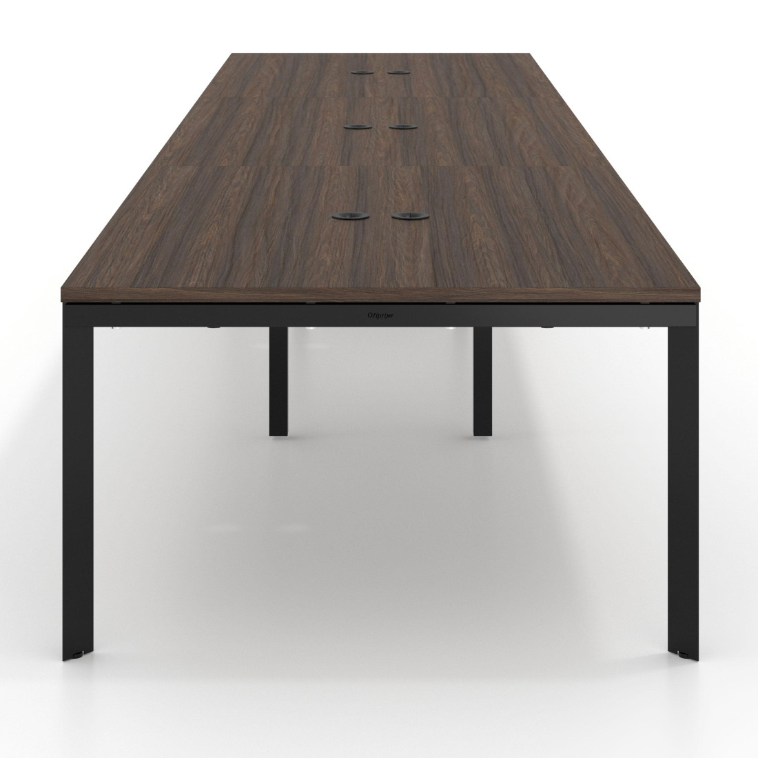Mesa de reuniones  multipuesto Delta Open triple, fondo 126cm, estructura negra