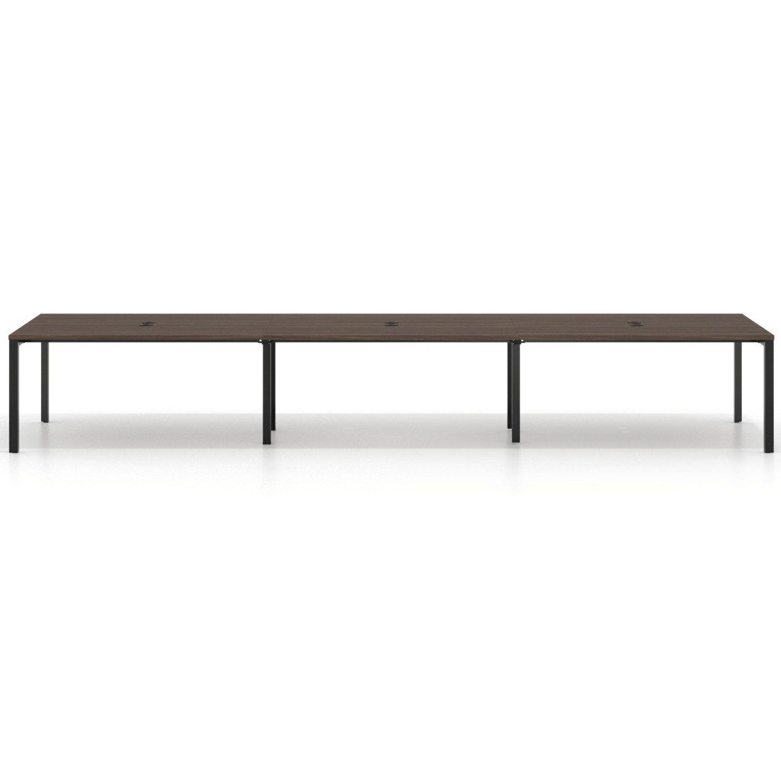 Mesa de reuniones  multipuesto Delta Open triple, fondo 126cm, estructura negra