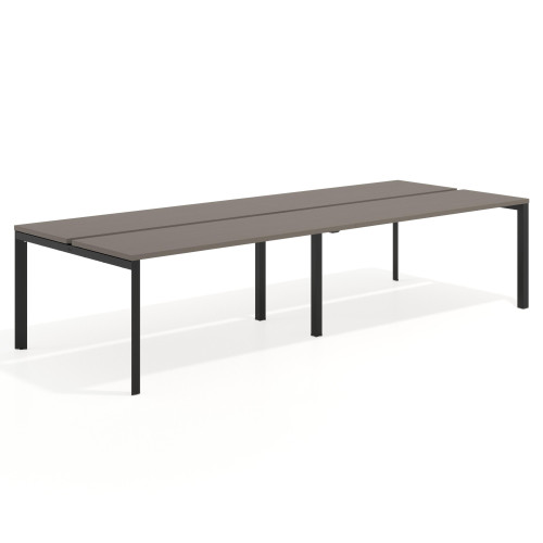 Mesa de oficina  multipuesto Delta Open doble, fondo 126cm, estructura negra - 200x126