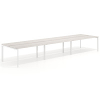 Mesa de oficina  multipuesto Delta Open triple, fondo 126cm, estructura blanca - CALIFORNIA, 300x126