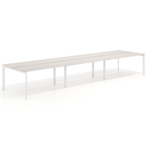 Mesa de oficina  multipuesto Delta Open triple, fondo 126cm, estructura blanca - 300x126
