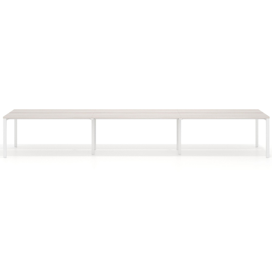 Mesa de oficina  multipuesto Delta Open triple, fondo 126cm, estructura blanca