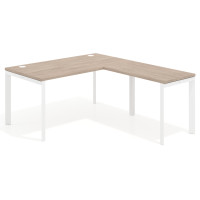 Mesa de escritorio en L Delta Open, fondo 80cm, estructura blanca - SAHARA, 120x180