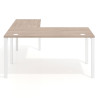 Mesa de escritorio en L Delta Open, fondo 80cm, estructura blanca