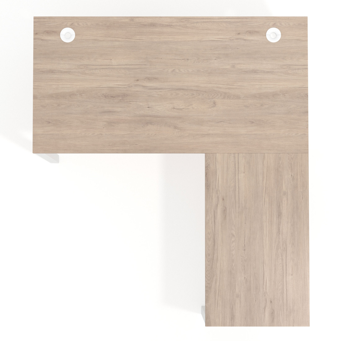 Mesa de escritorio en L Delta Open, fondo 80cm, estructura blanca