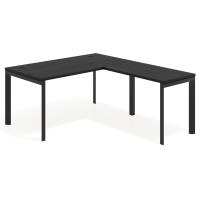 Mesa de escritorio en L Delta Open, fondo 80cm, estructura negra - BOCAMINA, 120x180