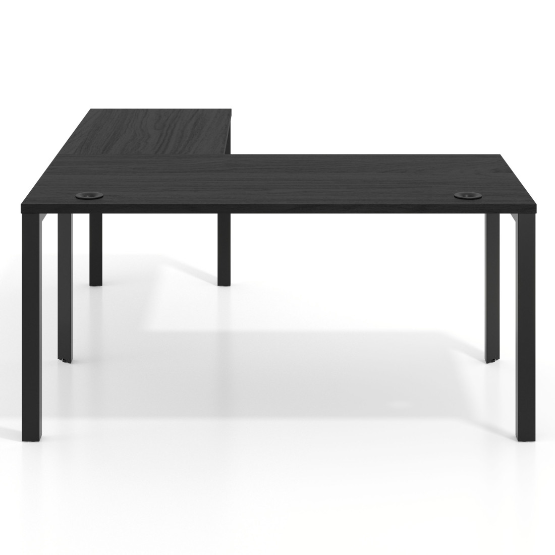 Mesa de escritorio en L Delta Open, fondo 80cm, estructura negra
