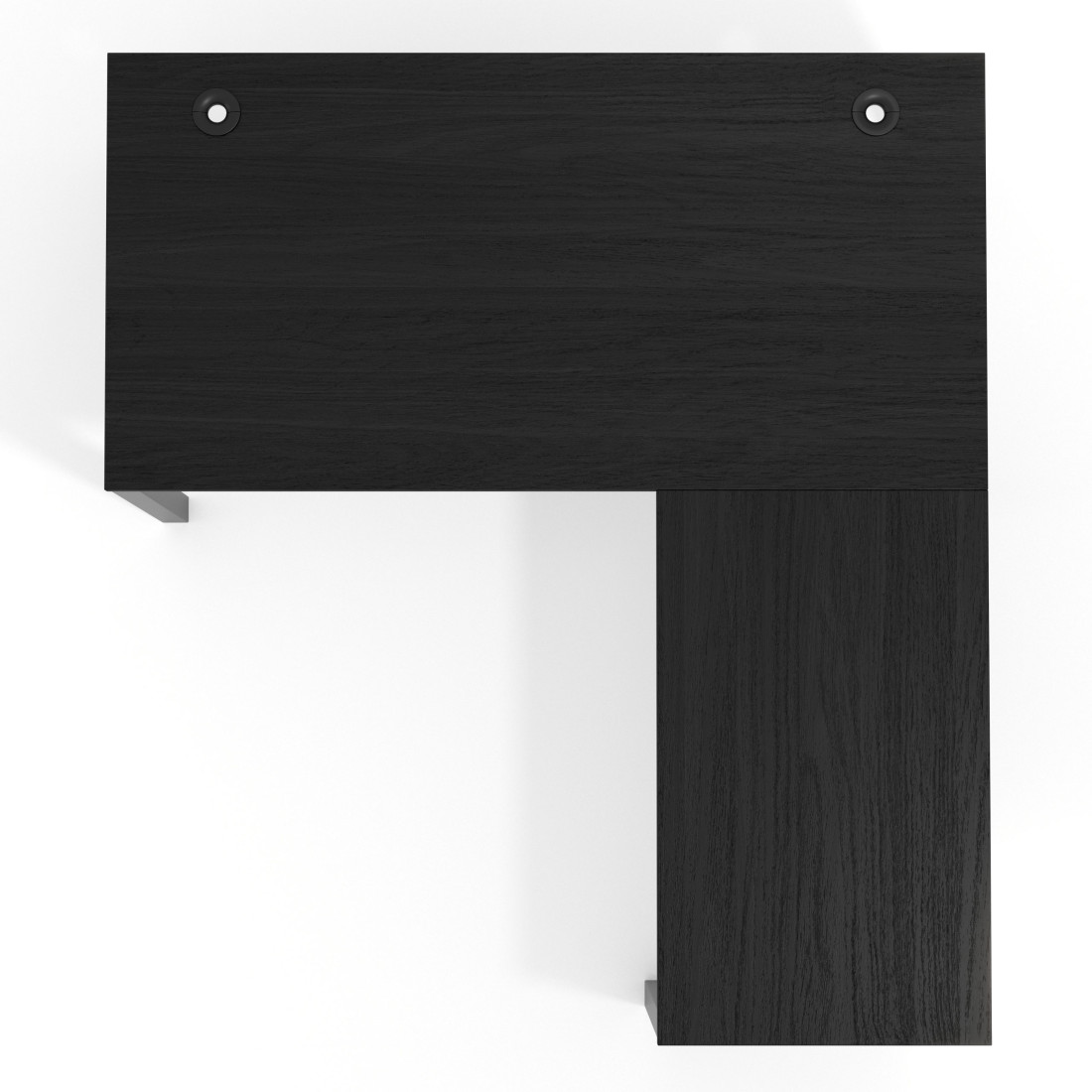 Mesa de escritorio en L Delta Open, fondo 80cm, estructura negra