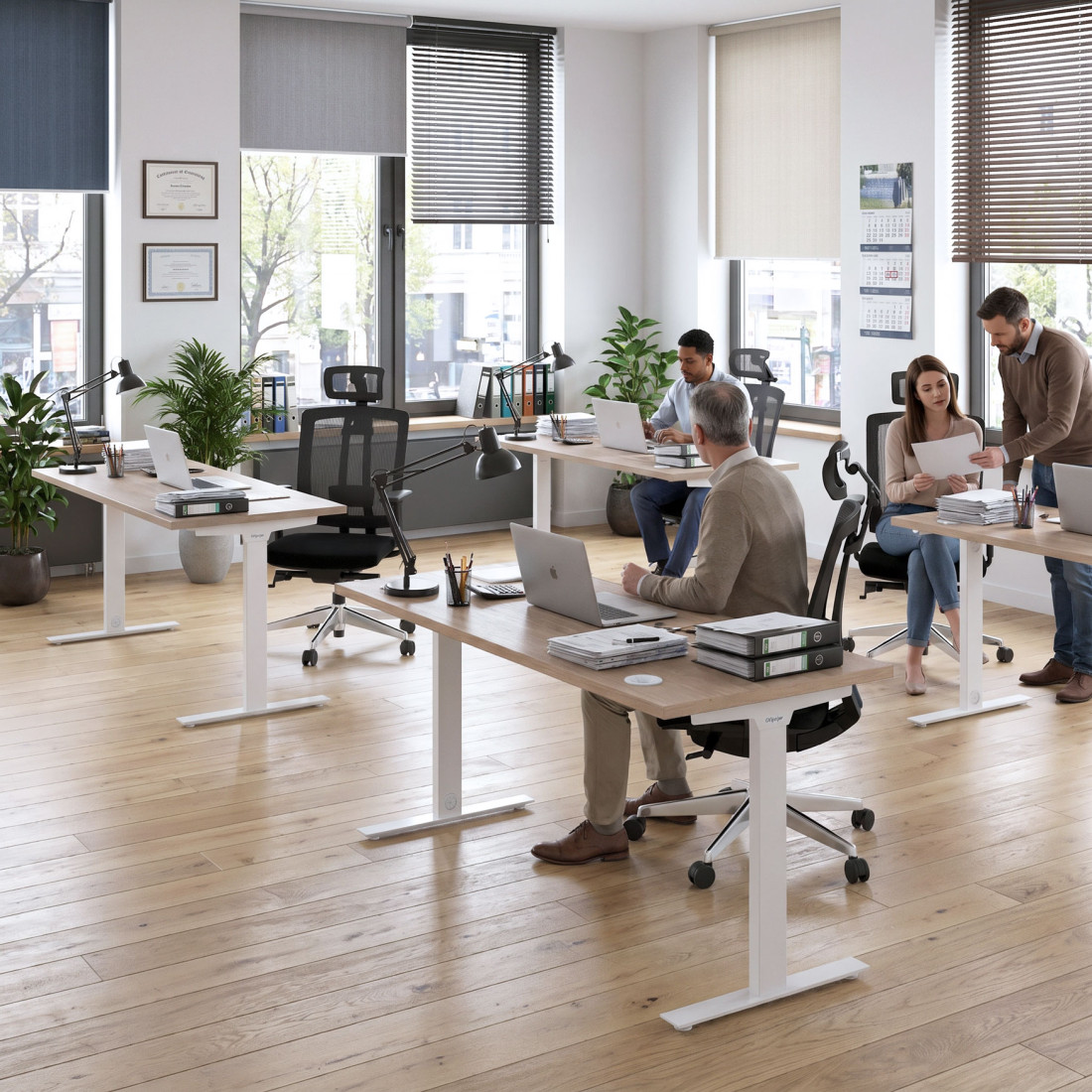 Mesa de Escritorio Task, pata en T, fondo 68cm, estructura blanca