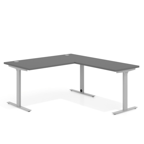 Mesa de Escritorio en L Task, fondo 80cm, estructura aluminio con ala auxiliar - 120x180