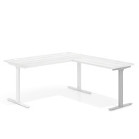 Mesa de Escritorio en L Task, fondo 80cm, estructura blanca con ala auxiliar - ALBO, 120x180