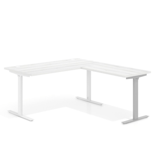 Mesa de Escritorio en L Task, fondo 80cm, estructura blanca con ala auxiliar - 120x180
