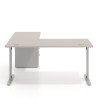 Mesa de Escritorio en L Task, fondo 80cm, estructura aluminio con ala pedestal, frontales de melamina