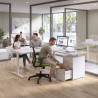 Mesa de Escritorio en L Task, fondo 80cm, estructura blanca con ala pedestal, frontales de melamina