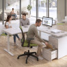 Mesa de Escritorio en L Task, fondo 80cm, estructura blanca con ala pedestal, frontales de melamina