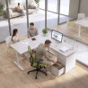 Mesa de Escritorio en L Task, fondo 80cm, estructura blanca con ala pedestal, frontales de melamina
