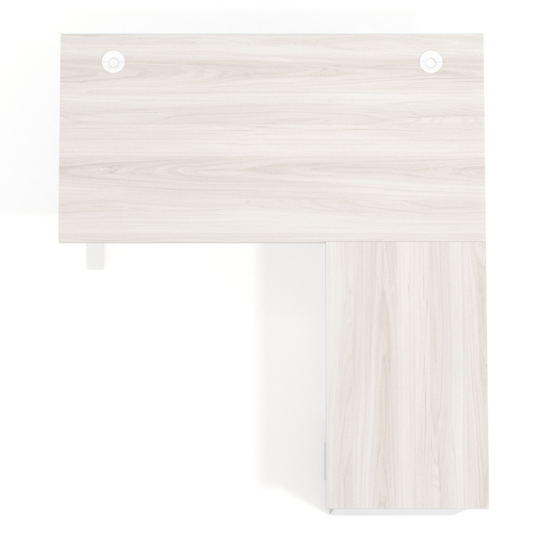 Mesa de Escritorio en L Task, fondo 80cm, estructura blanca con ala pedestal, frontales de melamina